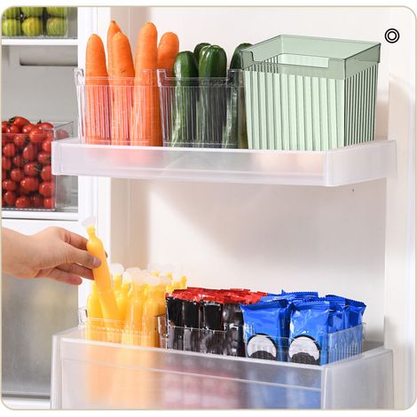 PET-Kühlschrank-Organizerbox 9,8 x 12 x 12,5 cm, durchscheinend, multifunktional, zur Aufbewahrung von Obst und Gemüse, dunkelgrün (1/5)