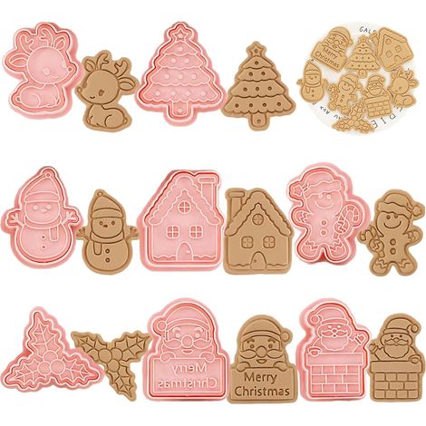 Lot de 8 Emporte-pièces Noël, Acier Inoxydable, Formes Festives, Pâte à Biscuits, Fondant, Cuisson Maison (1/5)