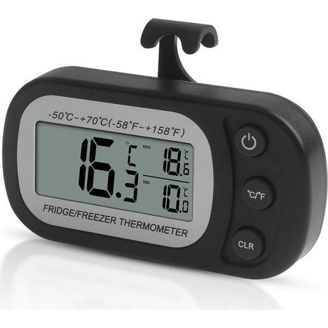 Thermomètre numérique de réfrigérateur - Fonction d'enregistrement maximale/minimale - Étanche - Pour réfrigérateur/congélateur (Noir) (1/5)