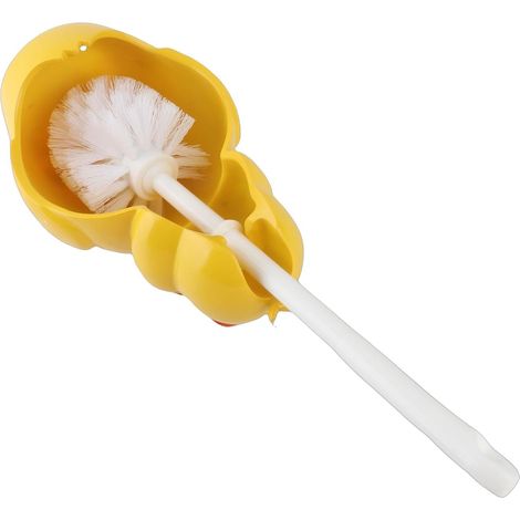 Brosse WC, jaune, pour salle de bain et toilettes domestiques (1/5)