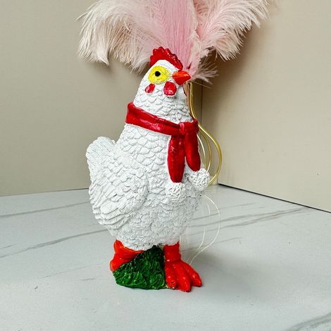 Coq De Noël En Résine - Décoration Extérieure Pour Jardin Et Cour - 12,5 x 6,7 x 13,8 cm - 205 g (1/5)