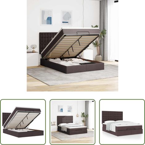 vidaXL Taschenfedern - Ottoman-Bett mit Matratze Dunkelbraun 140x200 cm Stoff (1/5)