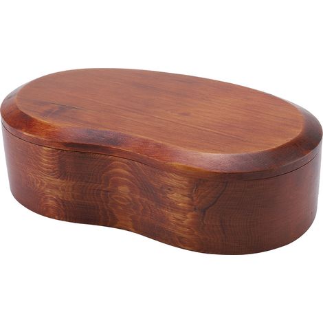 Alte lackierte Kiefernholz-Lunchbox aus Tannenholz, umweltfreundlicher Lebensmittelbehälter, taillierte Form (1/4)