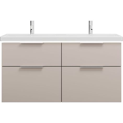 burgbad Eqio double lavabo en céramique, meuble sous-lavabo avec