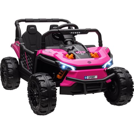 AIYAPLAY Kids Ride on Car, 12V Electric Truck w/ Horn, Lights, USB, Pink