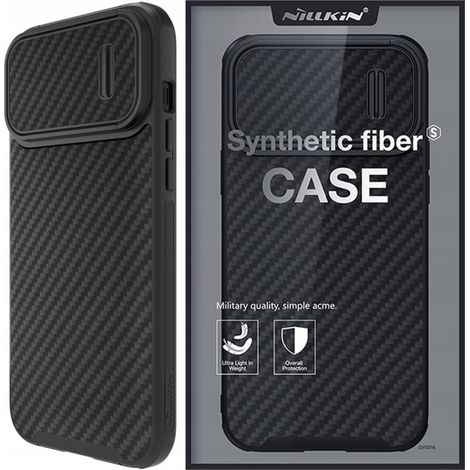 Nillkin S-Hülle aus Kunstfaser für iPhone 14 Pro mit Kameraabdeckung, Schwarz (1/5)