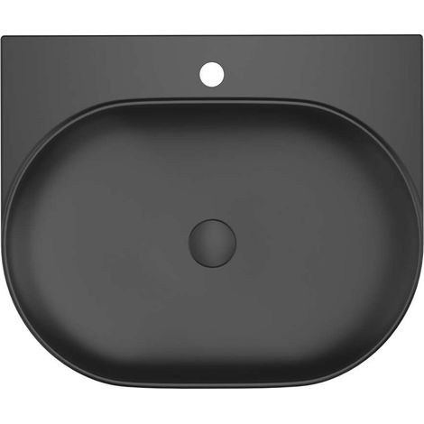 Ravak Yard - Waschbecken 61x50 cm, ohne Überlauf, Hahnloch, schwarz matt XJX0D260002