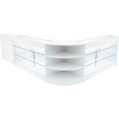 Set Banconi LED Astro Bianco K1500 LM60 TB60 Vetrine Negozi con Ante Scorrevoli e Chiavi 3 Moduli Espositori con Illuminazione Bianca MDF Vetro Temperato Cassa Angolare Vetrina Gioielli Accessori (1/5)