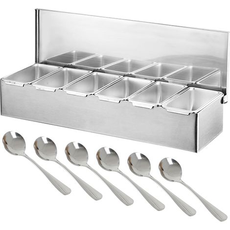 Gewürzgläser aus Edelstahl (mit Deckel), Gewürzdosen (zum Würzen), herausnehmbare Zutatenschalen, wiederverwendbare Behälter für Salate und Pizzen.