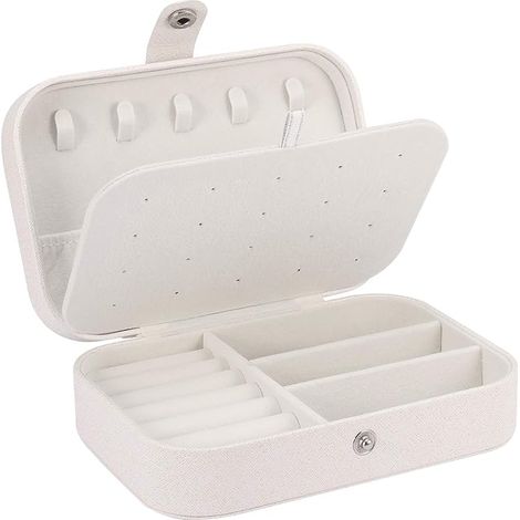 MINKUROW Mädchen-Schmuckkästchen, Schmuck-Aufbewahrungsbox, kleine Schmuckschatulle, kleine Reise-Schmuckschatulle (weiß) (1/4)