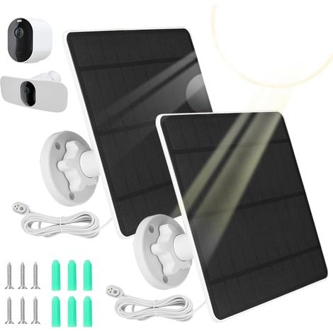 Panneau Solaire pour Pro 3/Pro 4/Pro 5S/Ultra/Ultra2/Pro 3 Floodlight 5W 5V Panneaux Solaires pour Caméra de Sécurité, Câble 3m, IP65 Étanche, Support réglable à 360°, 2 Pack (1/5)