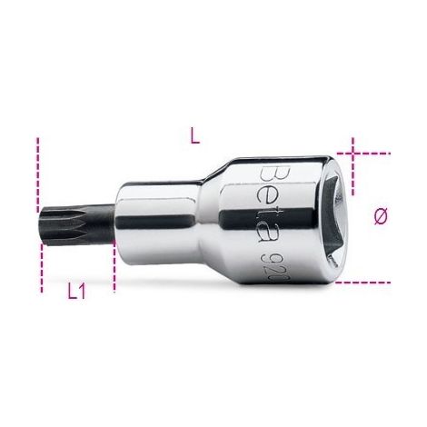 BETA 920XZN/M12 - Chiavi a bussola maschio per viti con impronta XZN, con attacco quadro femmina 1/2 cromate - inserti bruniti