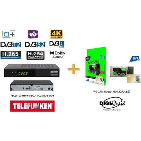 Récepteur 4K - TELEFUNKEN - COMBO S - SAT Terrestre - Module DIGIQUEST Tivùsat HD - PVR Ready (1/4)