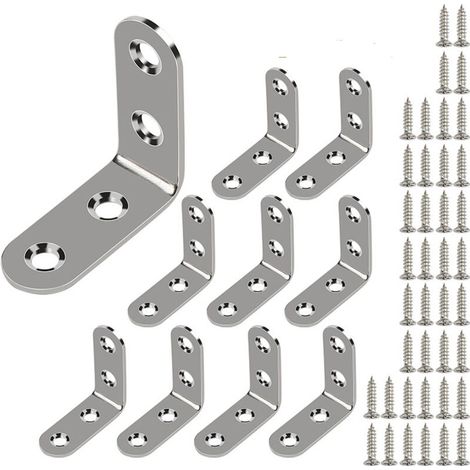 10er-Pack Edelstahl-Winkelverbinder, Vierkantwinkel (inkl. Schrauben), 50 x 50 mm, abgerundete Kante (1/5)