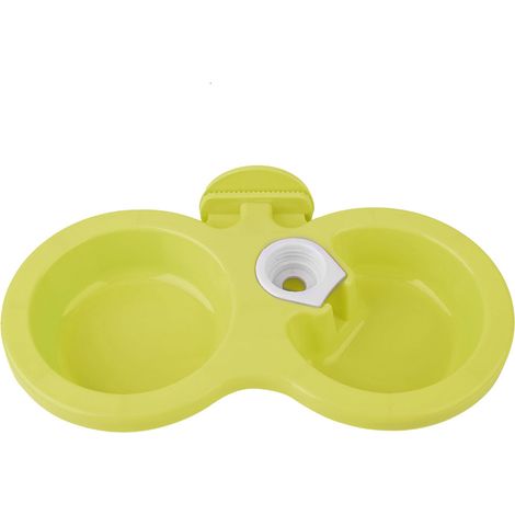 Double bol suspendu pour animal de compagnie, chat, chien, chiot, distributeur d'eau et de nourriture pour cage, petite (verte)
