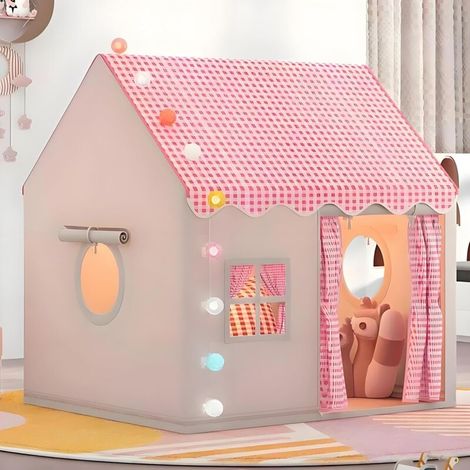 Maisonnette de jeu d'intérieur pour enfant, tente de jeu, tente de princesse avec fenêtres, espace douillet, décoration de chambre d'enfant, rose (1/5)