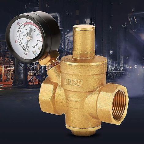 Régulateur de pression d'eau réglable en laiton DN20 avec indicateur de niveau (1/5)