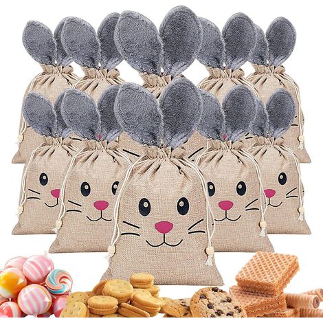 Sacs Cadeaux Lapin De Pâques, 10 Pièces Sachet Biscuits Lapin, Sachets Cadeaux Festifs, pou Fêtes de Pintemps Événements à Thémaique Salle de Classe Famille (1/4)