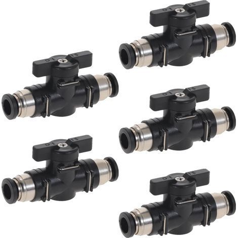 Lot de 5 Connecteurs Pneumatiques, Vanne Manuelle Cuivre, Raccord Rapide 8mm, Pour Tuyau Air (1/5)