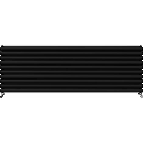 Warmehaus Horizontal Radiator Oval Double Panel Black 590x1800mm (1/5)
