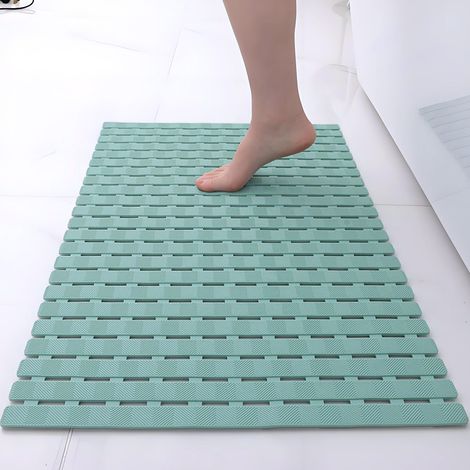 Tapis de douche haute sensibilité cutanée 70x40 cm, tapis de bain pour enfants antidérapant pour la douche sans BPA sans latex, tapis de douche antidérapant résistant aux moisissures lavable (1/5)