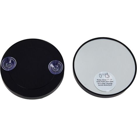 Miroir de maquillage rond (grossissement x20, noir) avec deux ventouses (1/5)