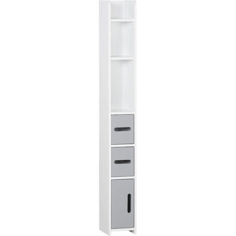 COLONNA BAGNO CON MENSOLE E ARMADIETTI 15X17X120CM BIANCO E GRIGIO (1/5)