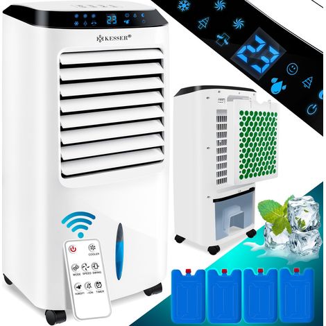 KESSER® Climatizador móvil 4en1, mando a distancia, Climatizador, depósito de 10 L, temporizador, 3 niveles, humidificador Ionizador, Blanco (1/5)