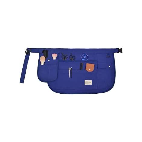 Grembiule da lavoro unisex in tela, grembiule da giardino, grembiule corto con cintura portaoggetti e fibbia regolabile CFG003 blu (1/4)