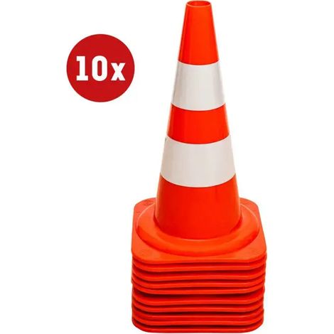 [NEUWERTIG] B-Ware Stier Leitkegel Pylon Baustellenkegel 500 Mm Zwei Streifen Rot Weiß 10 Stück