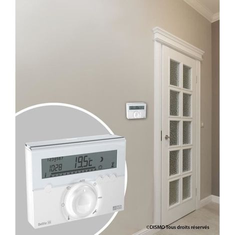 Thermostat programmable filaire Deltia 8.03 – Gestion de chauffage connecté – Programmation hebdomadaire personnalisable – Affichage température ambiante