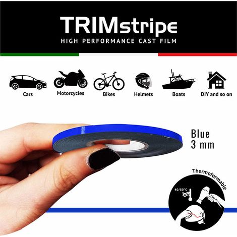 Trim Stripe Strisce Adesive per Auto, Blu - Dimensione: 3 MM X 10 MT