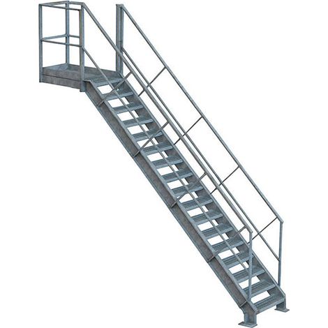 Escalier industriel acier 18 marches - Hauteur à franchir 3,60 m - ETAGL0018