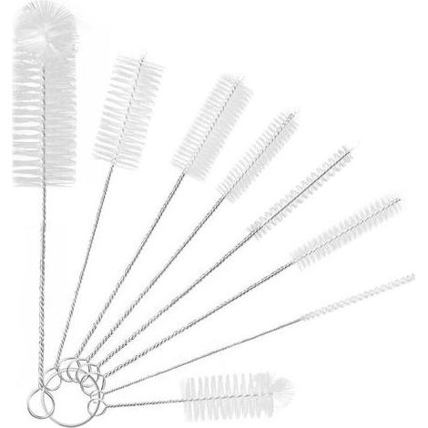 LYERCW - Ensemble de 8 goupillons en nylon pour nettoyer les pailles, les bouteilles d'eau à col étroit, les bocaux et les becs de théières. (1/3)