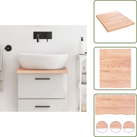 Waschtischplatte Hellbraun 40x50x2 cm Massivholz Behandelt - Eichenholz Platte - Holz Waschttischplatte - Badrenovierung - Waschbeckenunterrfläche - Handgefertigte Möbel