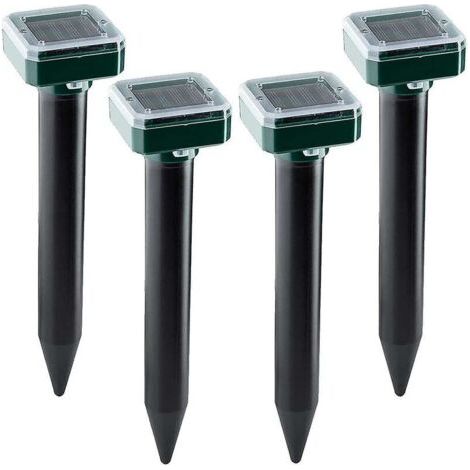 Lot de 4 répulsifs anti-taupes à ultrasons à énergie solaire, mise à niveau taupe/souris, etc. (1/5)