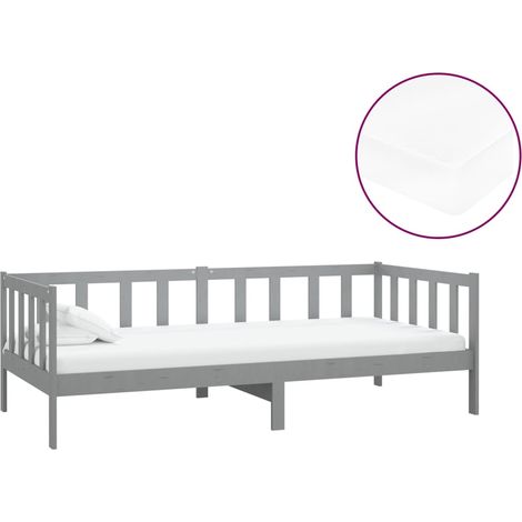 Maison Exclusive - Tagesbett mit Matratze 90x200 cm Grau Kiefer M