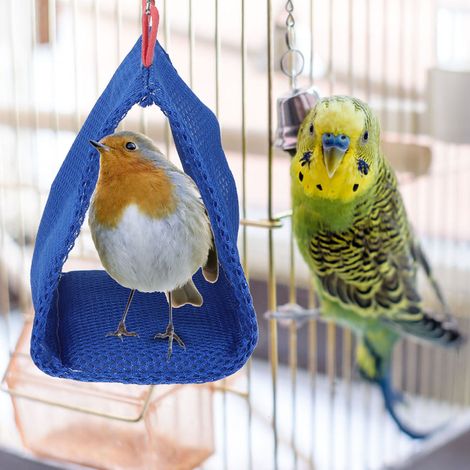 Nid d'oiseau d'été en maille respirante pour perroquet, hamac, maison pour hamster, jouet de cage (bleu) (1/5)