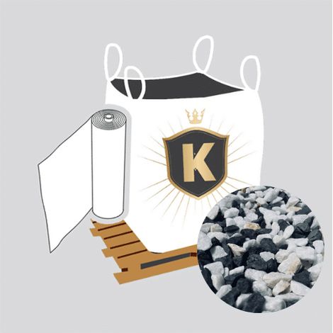 Kit Graviers blanc et noir + géotextile = 1 Big Bag gravier blanc et noir 12/16 1.5T [environ 20m2 sur 5cm d'épaisseur] + 1 géotextile 25m2 (1/3)