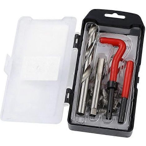 Kit de réparation de filetage 15 pièces, inserts filetés métriques M12 x 1,25 mm, jeu de douilles de rechange pour pas de vis, outillage complet pour visserie endommagée. (1/5)
