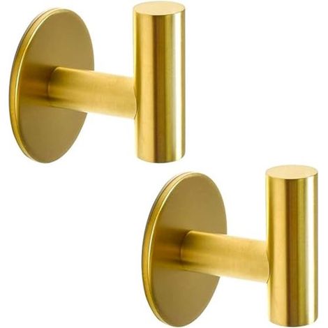 Toallero sin taladro - Prácticos ganchos adhesivos de acero inoxidable para baño, aseo, cocina y oficina - Juego de 2