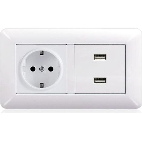 Prise USB Secteur Multiple, Chargeur USB Multiprises avec 1 Sortie AC, 3 Ports USB, Prise Murale Electrique Compatible avec iPhone/iPad, Idéal pour Chambre Bureau Domicile(blanc, arc) (1/2)