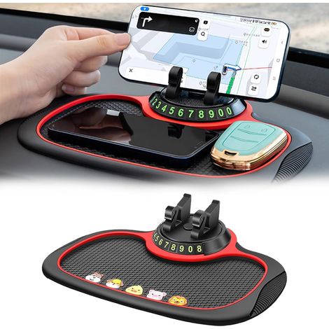 Accessori multifunzionali per cruscotto, tappetino antiscivolo per cruscotto auto con supporto per cellulare girevole a 360° per telefoni, chiavi, gadget (1/5)