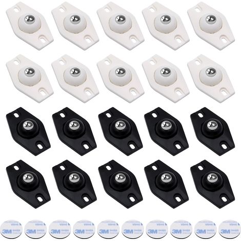 20 ruedas giratorias autoadhesivas, miniruedas para muebles con giro de 360 grados, silenciosas, para electrodomésticos de cocina, cubos de basura, cajas de almacenamiento inferiores y papeleras.