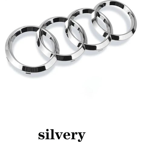 (Argenté, Arrière 177 x 58 mm) - 4 Anneaux ABS Emblème/Logo Autocollant Capot Avant/Argent Arrière/Coffre Compatible avec Audi A3 A4 A5 A6 A7 Q2 Q3 Q5 Q8 (1/5)