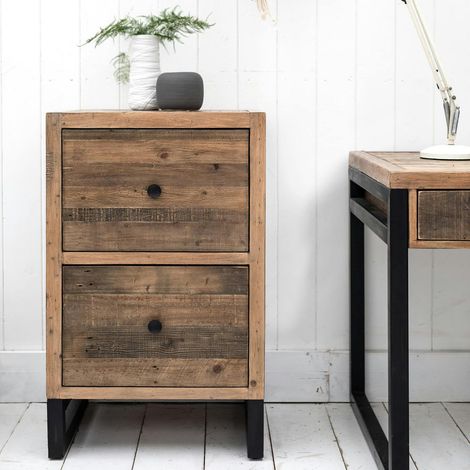 Caisson de bureau en bois recyclé 2 tiroirs BRISBANE (1/3)