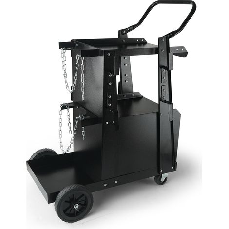 Chariot de Soudage à 2 Niveaux Chariot Poste à Souder Armoire Antivol Verrouillable Charge 120 kg Roues 360° Chaînes Sécurité Stockage Réservoirs pour Atelier TIG ARC MMA Découpeur Plasma (1/5)