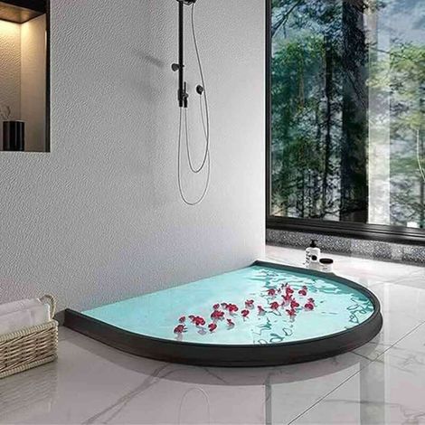 Barriera antiallagamento pieghevole in gomma per bagno (1 pezzo), per separare le zone asciutte/acqua, cucina e doccia. Soglia doccia/cucina in silicone nero. (1/4)
