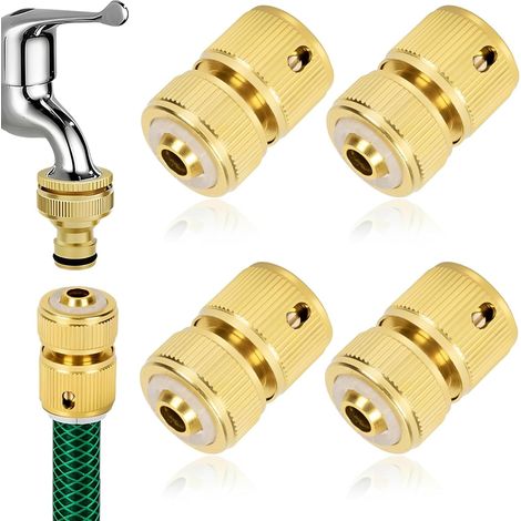 CCYKXALot De 4 Raccord Tuyau D'arrosage Rapide 1/2 Pouce Métal Adaptateur Raccord Tuyau Arrosage Connecteur Jardin Irrigation Compatible Tuyaux 12mm 16mm