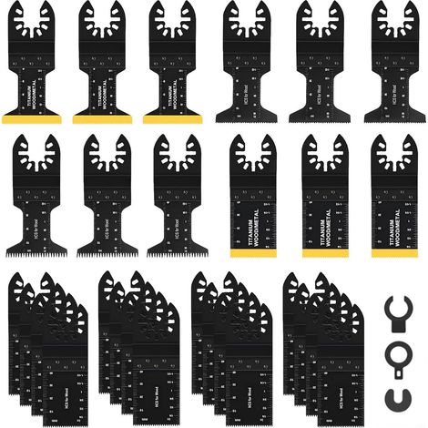 Lot de 28 lames de scie oscillante, 35mm 45 mm lames d'outils oscillantes universelles à dégagement rapide pour couper le bois (1/5)